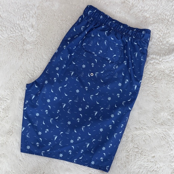 ST JOHN’S BAY ,Size 2XL,Blue Patterned Men's Swim Shorts - Picture 14 of 17
